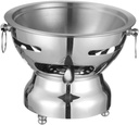 Shabu Hot Pot Buffet Cookware Stainless Steel Stew Pot Ramen Pot Warming Plate for Gatherings, silvery
