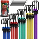 24-Piece Premium Bungee Cords Heavy Duty Outdoor, Bungee Cords with Hooks in a Storage Jar Includes 10", 18", 24", 30", 36", 48" Bungie Cord Bundle Assortment for Camping, Tent, Fastening Items