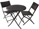 3 Pieces Folding Bistro Set PE Wicker Rattan Outdoor Patio Furniture Sets with Foldable Round Table and Chairs Perfect for Cafe Bar Garden Backyard Balcony Porch