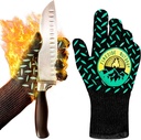 Fireside Outdoor Thermal BBQ Gloves Heat Resistant Cooking - Thermal Grill Gloves, Oven Mitts Heat Resistant, Oven Glove for Campfire Grilling, BBQ Mitts, Meat Smoking Accessories - 932°F Resistance