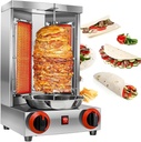 Shawarma Grill Machine LP Gas Gyro Grill Oven Vertical Broiler Rotating Doner Kebab Machine Countertop Rotisserie with 2 Burners for Home Kitchen Adjustable Tempereture Max.300℃,220V