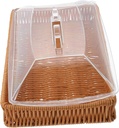 Cabilock Acrylic Cover Snack Storage Box Rattan Organizer Bin for Fruits Snacks Bread