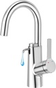 Bar Sink Faucet Single Hole, Polished Stainless Steel 360° Swivel Single Handle with Integrated Soap Dispenser for Kitchen Prep, Wet Bar or Vanity Sink
