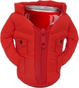 Can Cooler Vest - Insulated Beverage Cooler - Can Cover - Reusable Zip Up Can Jacket - Cute Sleeve for Canned Beverages & Beer - Funny Gift for Friends & Family - Red
