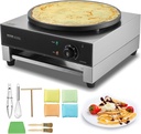 VEVOR Electric Crepe Maker, 16-Inch Commercial Crepe Machine, 1700W Flat Plate Crepe Griddle, Nonstick Stainless Steel Pancake Making Machine, Desktop Circular Cereals Pancake Stove with Temp Control