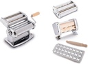 Imperia Pasta Maker Deluxe Gift Set w Accessories- Includes Pasta Machine, Ravioli Mold Press, Wooden Rolling Pin plus 2 Cutter Attachments for Adjustable Thicknesses- Made in Italy Steel Construction