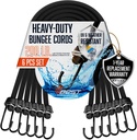 6 Piece Strong Bungee Cords with Hooks 36 Inch - Heavy Duty Outdoor Black Bungy Straps with Metal Hooks - 3ftt Bungie Chords Set UV & Weather Resistant