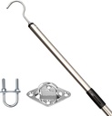 Attic Pull Down Hook System Kit, Heavy Duty Ladder Door Stairs Puller Rod Pole Replacement for Ropes Cord String with 2 Handles