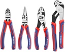 WORKPRO 4-Piece Pliers Set - Premium CR-V Construction Tool Set Including Long Nose, Diagonal Cutting, Groove Joint and Slip Joint Pliers - Red