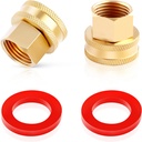 2 Pack Lead-Free Brass Garden Hose Threaded 3/4" GHT to 1/2 NPT Fitting Connect, Green Thumb Quick Swivel Connector Adapter, Double Female Thread 3/4" x 1/2" NPT Pipe