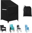 Stackable Patio Chair Cover Waterproof Outdoor Chair Cover, Heavy Duty Outdoor Lawn Patio Furniture Covers, Lounge Chair Covers Stack Chairs Fits for 4-6 Stacking Dining Chairs - 33"Lx27"Dx48"H, Black