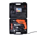 BLACK+DECKER HD555KMPR-B1 100 Pc 13MM 550W HAMMER DRILL & HANDTOOL KIT(Incl. Hammer, Screwdriver, Pliers, Wrench, SideHandle, Depth Gauge,Drill Bits & Accessories, Ideal for Home,DIY &Professional Use