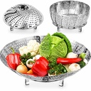 Jig-Tik Vegetable Steamer Basket, Premium Stainless Steel Veggie Steamer Basket - Folding Expandable Steamers to Fits Various Size Pot (5.5 Inch to 10.5 Inch)