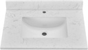 30" x 22" Vanity Top, Volakas White Engineered Stone Vanity Sink Top, with Undermounted Rectangular Sink & Backsplash Countertops, Pre-Drilled Single Hole for Bathroom Vanity Top with Sink