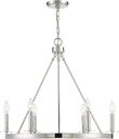 6 Light Chandelier in Mid-Century Modern Style-22 Inches Tall and 26 Inches Wide-Polished Nickel Finish -Traditional