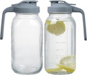 Mason Jar Pitcher 64oz Glas Mason Jars with Pour Spout Lids 2 Pack Pitcher Jug Leak Proof Refrigerator Safe for Milk and Tea