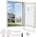 House Window 32 x 41 x 4 Inch, 4 Gear Opening Position Adjustment Roof Window, 5 mm Reinforced Glass Casement Window with Pull Down Magnetic Mesh, Sliding Window for House
