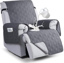 VANSOFY 100% Waterproof Recliner Chair Covers, Recliner Cover Non-Slip Dog Chair Cover Furniture Protector Washable Slipcover with Pocket, Elastic Straps for Pets, Dogs(Dark Gray, 23.6")