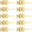 Leydebong 10 Pack Passage Door Levers Square Morden Style Handles Keyless Lock, Keyless Non-Locking Lever, Satin Brass Finish
