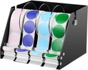 Adjustable Label Dispenser Acrylic Sticker Roll Dispenser Label Roll Holder Multi Use Sticker Holder Organizer Stand for School Gifts and Home Office Desktop(4 Disks)