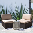 Homall 2 Pieces Outdoor Patio Furniture Set, All Weather PE Rattan Wicker Loveseat Patio Sectional Sofa with Cushions for Lawn Poolside Backyard Garden (Beige)