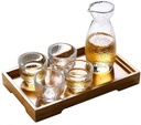 Sake Set of Cup Set,Ceramic Cups, Crafts Wine Glasses,Japanese 6 Pieces Glass Cups Crafts Wine Glasses with Tray