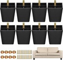 TURSTIN Furniture Legs Plastic Sofa Couch Legs Square Tapered Feet Sofa Legs with M8 T-Nuts Screws for Legs Sofas Chairs Cabinets Dressers Beds, Black (8, 3 Inches)