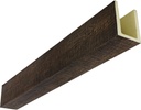 Heritage Timber Resawn Rip Faux Wood Beam, 3-Sided (U-Beam), 3 1/2"W x 3 1/2"H x 72"L, Kona Brown Finish