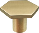Solid Brushed Brass Kitchen Cabinet Hardware Modern Handles Knobs Drawer Knobs Cupboard Drawer Pulls (10, Hexagon)