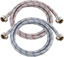 4 Ft Washing Machine Hoses, Premium Stainless Steel Washer Hoses Burst Proof 2 Packs, Hot and Cold Striped Water Supply Hoses for ALL Washing Machine