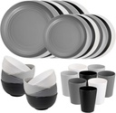 Supernal 32pcs Wheat Straw Dinnerware Sets,Plates and Bowls Sets,Reusable Plastic Plate,Microwave Dishwasher Safe,Plastic Dinnerware Set,Four Color Set 16pcs Plates,8pcs Bowls,8pcs Cups