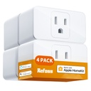 Smart Plug 4 Pack, Refoss Smart WiFi Outlet Works with Apple HomeKit, Alexa, Google Assistant, Siri, Timer & APP Remote Control, 15A