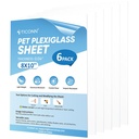 TICONN PET Plexiglass Sheets, 6 Pack Clear Plastic Sheet, Easy to Cut Thin Flexible PET Plastic Sheeting Panels for DIY Art Projects, Crafts, Picture Frames, Signs (6 Pack, 8"x10")