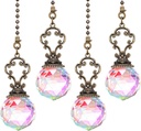Honoson 4 Pieces Ceiling Fan Pull Chains Crystal Prism Ball Vintage Pendant Ball Extender Light Pull Chain Extension Ornament with Connector for Bathroom Toilet Ceiling Light Fan Desk Lamp