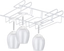Relaxdays Wine Holder, Cupboard Insert for 12 Stemware Glasses, Metal, HxWxD: 7.5 x 34.5 x 26 cm, White, 100% iron