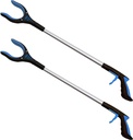 RMS 2-Pack 32 Inch Extra Long Grabber Reacher with Rotating Jaw - Mobility Aid Reaching Assist Tool (Blue)
