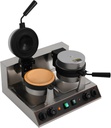 Ice Cream Burger Maker, 2400W Double-Head Burger Maker, Ice Cream Filling Waffle Maker, Hamburger Waffle Maker Sandwich Press with 122-572 ℉Control, Non Coated, Household Or Commercial.
