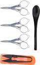 BambooMN Brand Bonsai Pruner, Bud & Leaf Trimmer Set - Includes 1 Bonsai Pruner and 3 Pairs of Folding Scissors w/Free Teaspoon