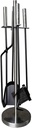 Stainless Steel Fireplace Tool Set 5 Piece Set Tongs Poker Brush Shovel and Stand Height 66 cm