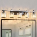 Bathroom Vanity Lights 5-Light Plating Black Modern Crystal Vanity Light Fixtures Over Mirror Crystal Bathroom Vanity Lighting Fixtures