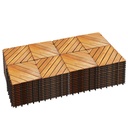 PrimeZone 108 PCS Solid Acacia Wood Interlocking Patio Deck Tiles - 12" x 12" Indoor Outdoor Waterproof Flooring Tiles for Balcony, Backyard & Poolside, All Weather Use, Natural Wood, Diagonal