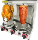 LP Gas Shawarma Grill Machine Vertical Broiler Rotating Doner Kebab Machine Countertop Rotisserie Gyro Grill Oven with 3 Burners for Home Kitchen Adjustable Tempereture