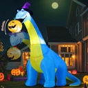 COMIN Halloween Inflatables Outdoor Decorations 10 FT Tall Dinosaurs Eating Pumpkin with Shake Head Blow Up Yard Decoration with Built-in LED for Yard Garden Party Lawn