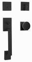 Weslock Brookside Single Cylinder Low Profile Front Lock Handleset with Door Handle Mesa Knob Matte Black