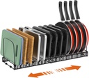 Housolution Cutting Board Organizer Rack, Expandable Baking Tray and Cookie Sheet Organizer with 14 Adjustable Dividers, Bakeware Muffin Tin Cupcake Pan Storage Organizer for Cabinet, Black