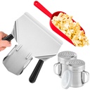 Double Handle Concession Popcorn Scoop + 16 oz Red Popcorn Plastic Scoop + [2-pcs] 10 oz Dredge Shakers Bundle
