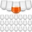 Denylo pro 25 Pcs 14 OZ Plastic Ribbed Wine Glasses Disposable Clear Wine Glasses Recyclable Shatterproof Reusable Plastic Cups for Party Home Bars Wedding Tasting Favors