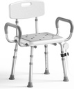 Shower Chair for Inside Shower with Arms and Back, Height Adjustable Shower Chair for Elderly and Disabled with Enhanced Non-Slip Feet, 400 lbs Heavy Duty Shower Seat for Seniors