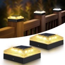 4x4 Solar Post Cap Lights Outdoor – 2 Pack Fence Post Light with 3 Color Modes, Waterproof Black Solar Powered Deck Lights for Wooden/Vinyl Posts Top, Garden