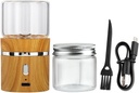 Electric Grinder Spice Crusher Rechargeable Mini Size 2" x 3.5" with 2PCS 1.7oz/50ml Glass Jars (NOT for nuts or beans), Wood Grain Pattern
